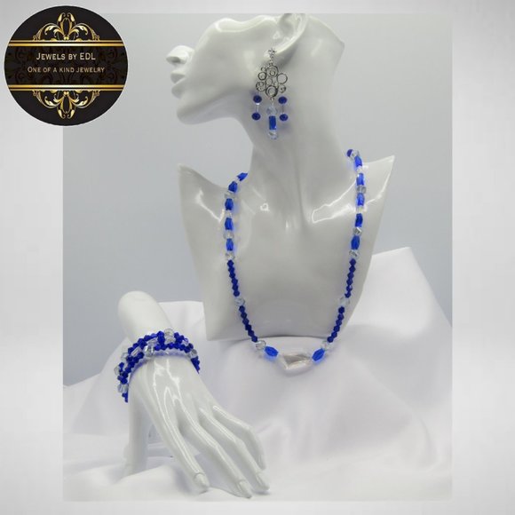 CONTESSA IN BLUE Beaded Jewelry Set - Picture 1 of 6